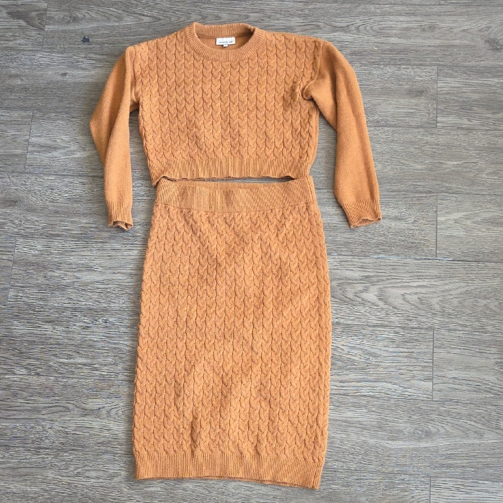 Heartloom Tan Cable Knit Sweater